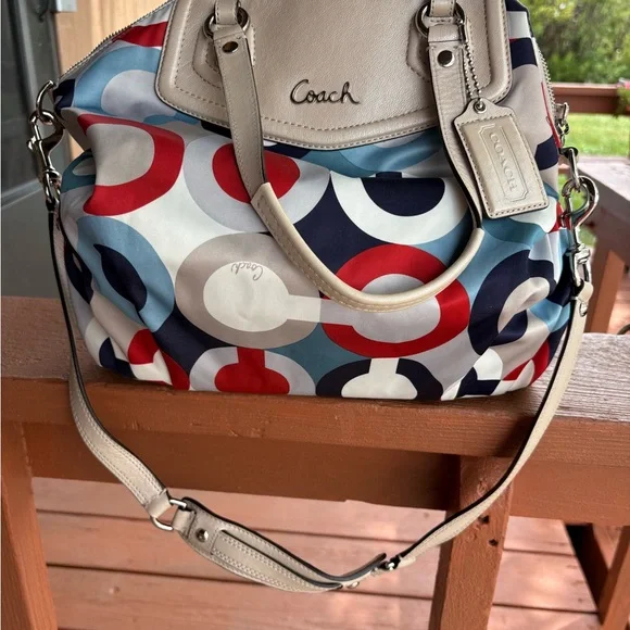 Coach Red, Blue, and White Patterned Shoulder Bag - Picture 2 of 4